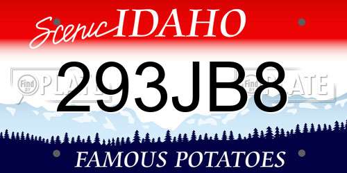 293JB8 Idaho License Plate
