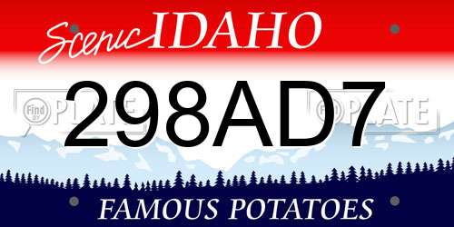 298AD7 Idaho License Plate