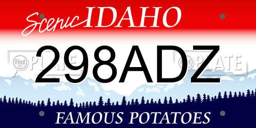 298ADZ Idaho License Plate