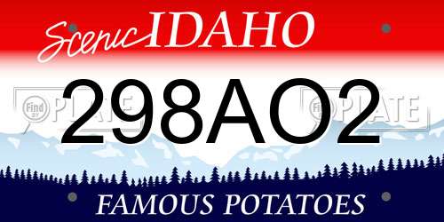 298AO2 Idaho License Plate