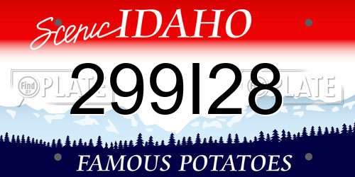 299I28 Idaho License Plate