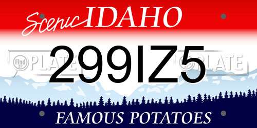 299IZ5 Idaho License Plate