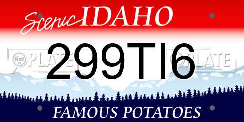 299TI6 Idaho License Plate