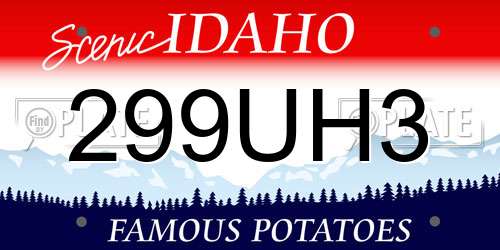 299UH3 Idaho License Plate