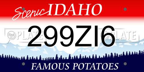 299ZI6 Idaho License Plate