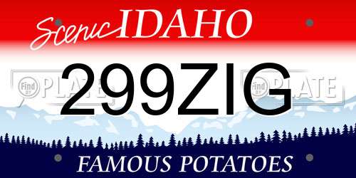 299ZIG Idaho License Plate