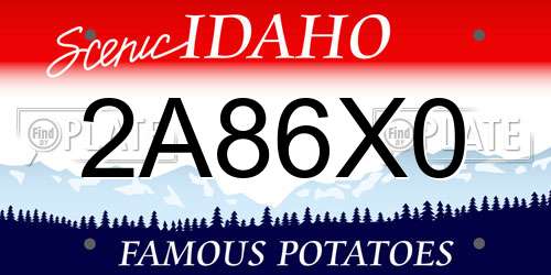 2A86X0 Idaho License Plate