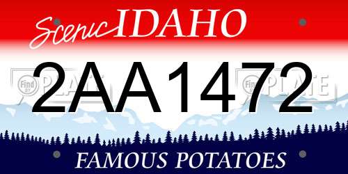 2AA1472 Idaho License Plate