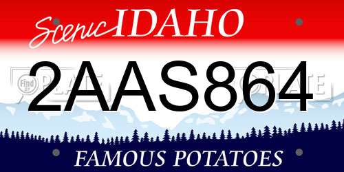 2AAS864 Idaho License Plate