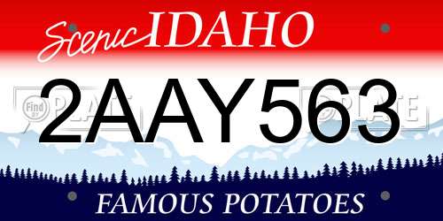 2AAY563 Idaho License Plate