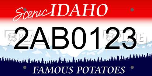 2AB0123 Idaho License Plate