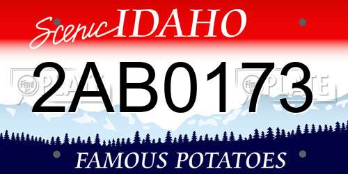 2AB0173 Idaho License Plate
