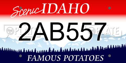 2AB557 Idaho License Plate