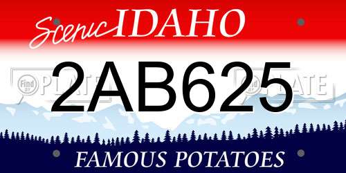 2AB625 Idaho License Plate