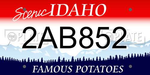 2AB852 Idaho License Plate