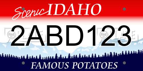 2ABD123 Idaho License Plate