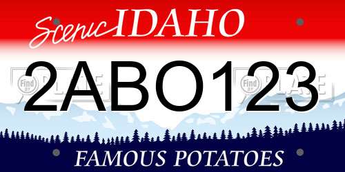 2ABO123 Idaho License Plate