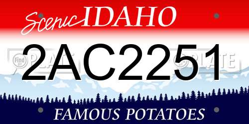 2AC2251 Idaho License Plate