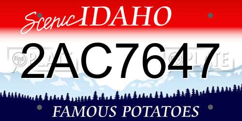 2AC7647 Idaho License Plate