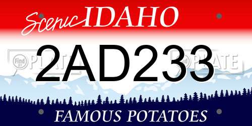 2AD233 Idaho License Plate