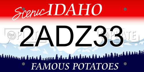 2ADZ33 Idaho License Plate