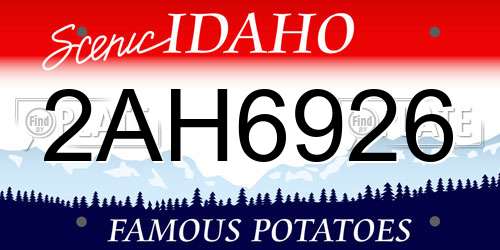2AH6926 Idaho License Plate