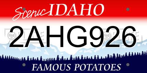 2AHG926 Idaho License Plate