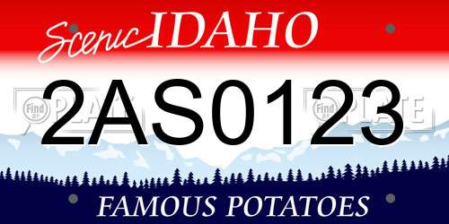 2AS0123 Idaho License Plate