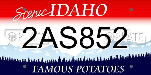 2AS852 Idaho License Plate