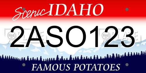 2ASO123 Idaho License Plate