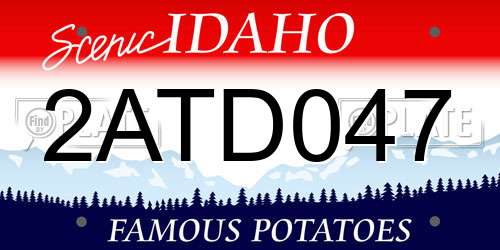 2ATD047 Idaho License Plate