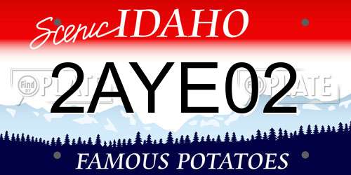 2AYE02 Idaho License Plate