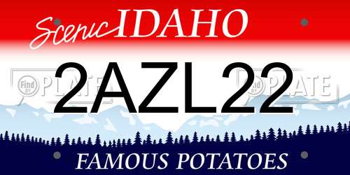 2AZL22 Idaho License Plate