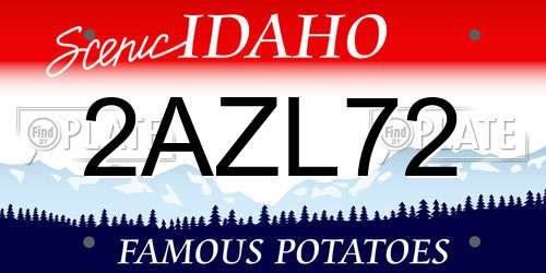 2AZL72 Idaho License Plate