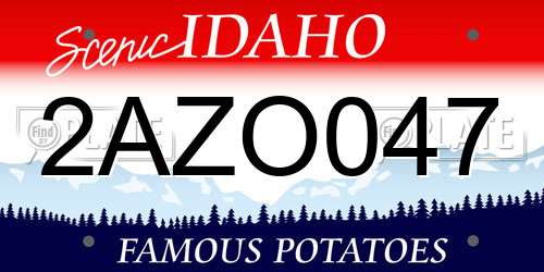 2AZO047 Idaho License Plate
