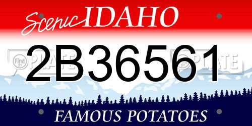 2B36561 Idaho License Plate