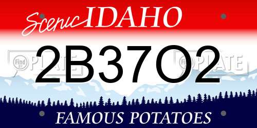 2B37O2 Idaho License Plate