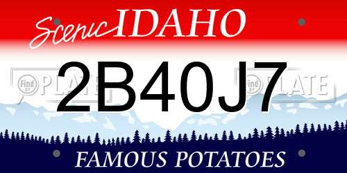 2B40J7 Idaho License Plate