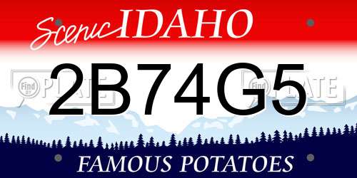 2B74G5 Idaho License Plate