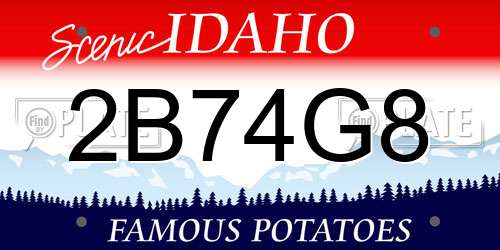2B74G8 Idaho License Plate