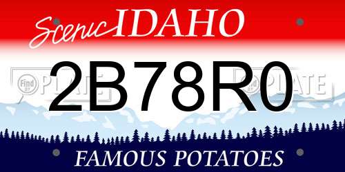 2B78R0 Idaho License Plate