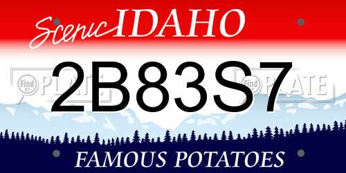 2B83S7 Idaho License Plate
