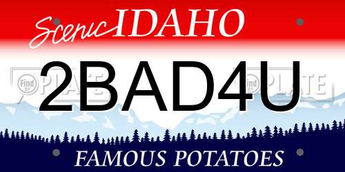 2BAD4U Idaho License Plate