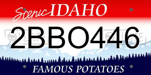 2BBO446 Idaho License Plate