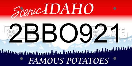 2BBO921 Idaho License Plate