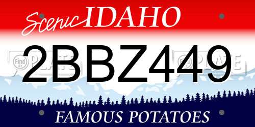 2BBZ449 Idaho License Plate