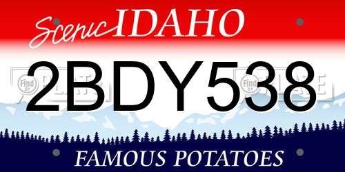 2BDY538 Idaho License Plate