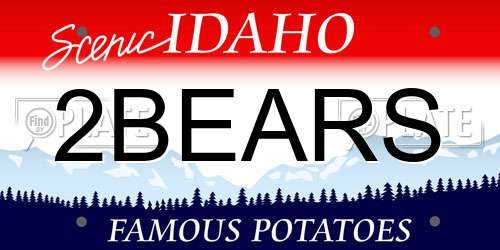 2BEARS Idaho License Plate