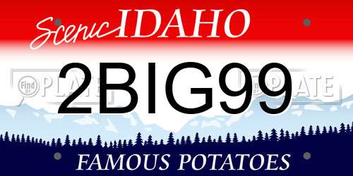 2BIG99 Idaho License Plate