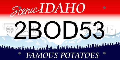 2BOD53 Idaho License Plate